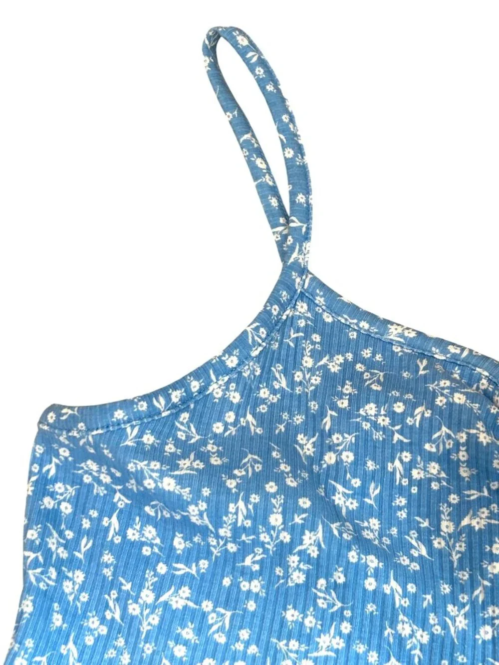 Old Navy Girls’ Sundress XL Blue White Floral Spaghetti Straps Peasant Ruffle
